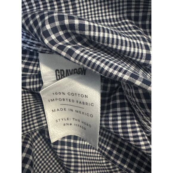 Grayson The Hero Shirt Women’s Size 4/L Navy Blue Fine Plaid Cotton Button Up - Picture 6 of 6